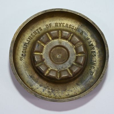 Sale Photo Thumbnail #188: Ryerson & Haynes Inc - reputably - 1930s Chevrolet Wheel and Tire Advertising Ashtray
