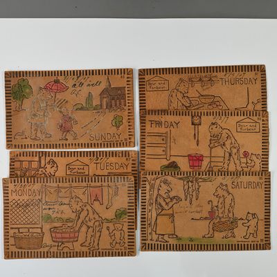 Sale Photo Thumbnail #347: Theodore Roosevelt 1907 Teddy Bear Leather Postcards - Lot of 6