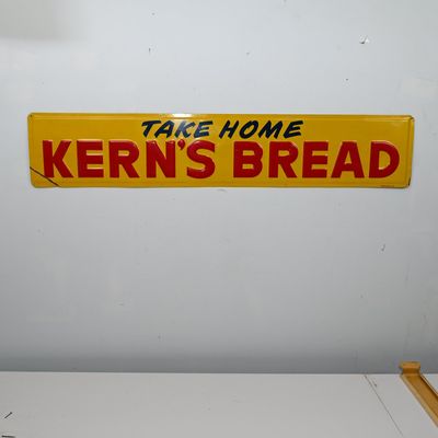 Sale Photo Thumbnail #40: Kern's Bread Embossed Tin Sign Advertisement
