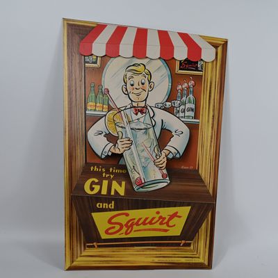 Sale Photo Thumbnail #136: Squirt Easelback Cardboard Sign Advertisement