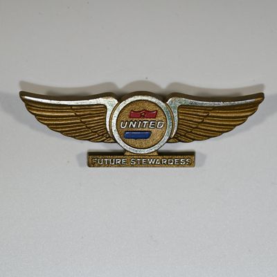 Sale Photo Thumbnail #304: United Airlines Future Stewardess Crew Wings and 100,000 Mile Club Plaque Attachment