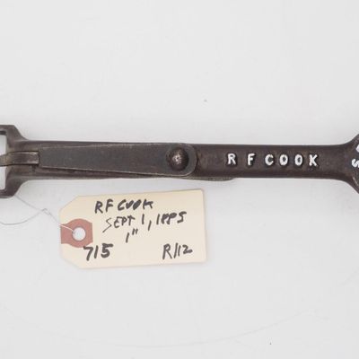 Sale Photo Thumbnail #714: 8.75''L "RF Cook" 1" box end buggy wrench