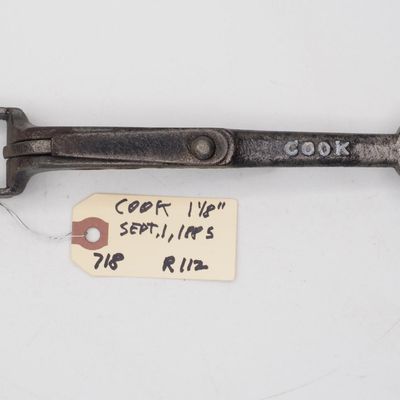 Sale Photo Thumbnail #717: 8.75''L "Cook Pat'd Sept 1 85", 1-1/8" box end