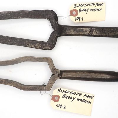 Sale Photo Thumbnail #109: (2) Hand forged tapered buggy wrenches