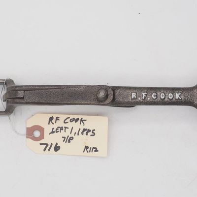 Sale Photo Thumbnail #715: 8.75''L "RF Cook" 7/8" box end buggy wrench