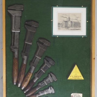 Sale Photo Thumbnail #776: Set of A.G. Coes 1871 jog bar monkey wrenches