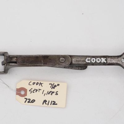Sale Photo Thumbnail #719: 8.5''L "Cook Pat'd Sept 1 85", 7/8" box end