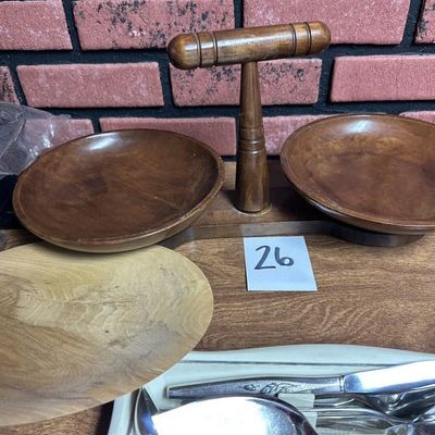 Sale Photo Thumbnail #23: Vintage Monkey Pod Wood Serving Caddy