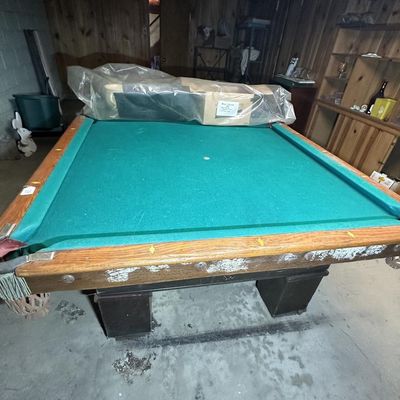 Sale Photo Thumbnail #127: Antique Brunswick 4-Slate Pool Table