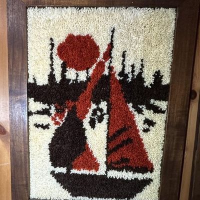 Sale Photo Thumbnail #124: 1970s Latch Hook Sailboat Art