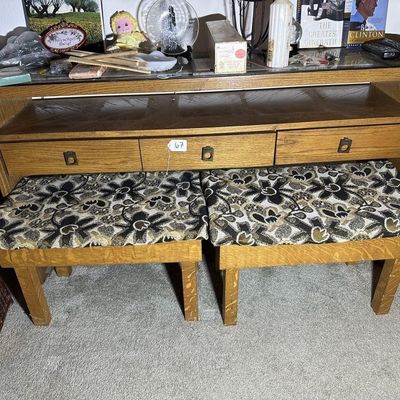 Sale Photo Thumbnail #64: Tell City Oak Gossip Bench Vanity Set