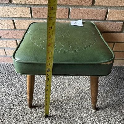 Sale Photo Thumbnail #2: MCM Green Vinyl Stool Footstool