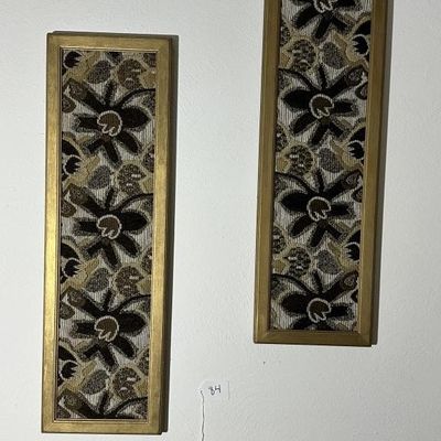 Sale Photo Thumbnail #81: 4 pc 1970s Floral Fabric Wall Art