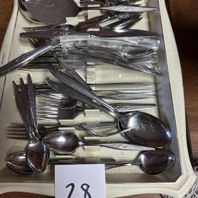Sale Photo Thumbnail #25: Vintage Stainless Flatware Tray Lot