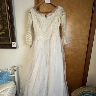 Sale Photo Thumbnail #54: Vintage 1950s Lace & Tulle Wedding Dress