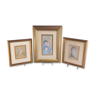 Sale Photo Thumbnail #339: 3pc Edna Hibel (American, 1917-2011) Prints on Paper