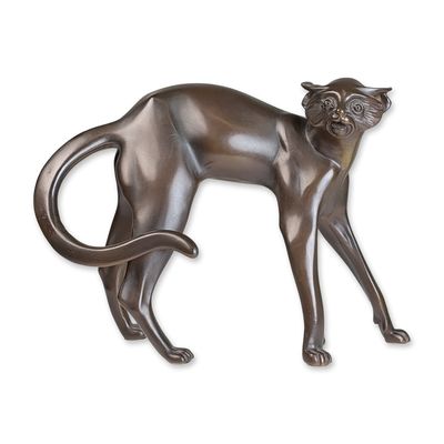Patinated Bronze Cat Sculpture