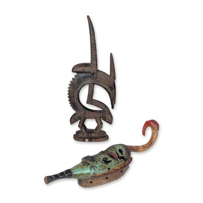 Sale Photo Thumbnail #586: 2pc Austin Productions Tji Wara Sculpture and Painted Wood Mask