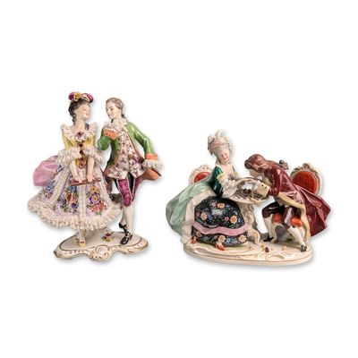 2pc Volkstedt and Scheibe Alsbach Kister Germany Porcelain Figurines