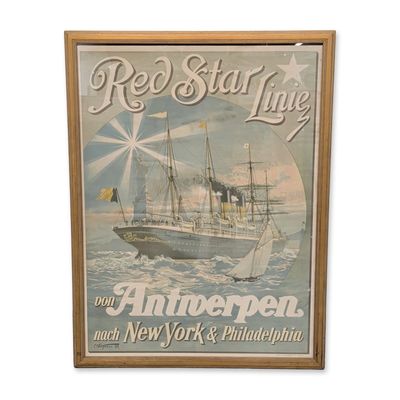 Sale Photo Thumbnail #335: Carl Salzmann (German, 1847-1923) Red Star Line Advertising Lithographic Poster 1893