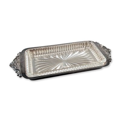 Wallace Baroque Silver-Plated Tray with Glass Liner