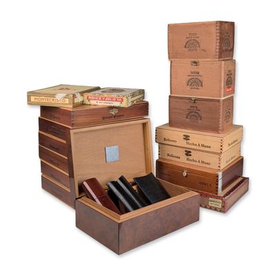 Sale Photo Thumbnail #295: 16pc Italian Burl Wood Humidor and Cigar Box Collection