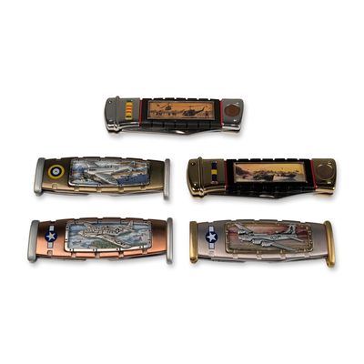 Sale Photo Thumbnail #320: 5pc Franklin Mint Military Commemorative Folding Knives