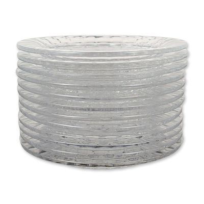 12pc Val Saint Lambert Clear Crystal Dessert Plates Set