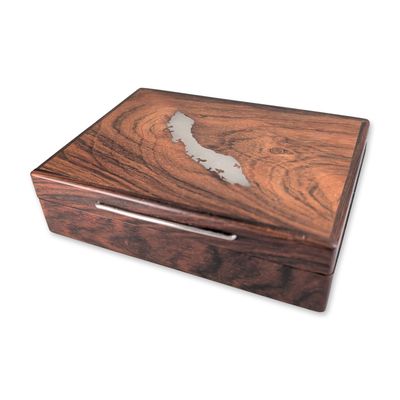 Sale Photo Thumbnail #294: Mid-Century Modern Rosewood Lidded Box with Sterling Silver Inlay