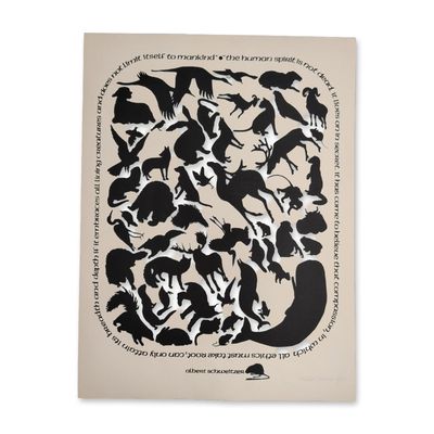 Sale Photo Thumbnail #354: Peggy Parker (American b. 1947) Serigraph on Paper w/ Albert Schweitzer Quote, Signed