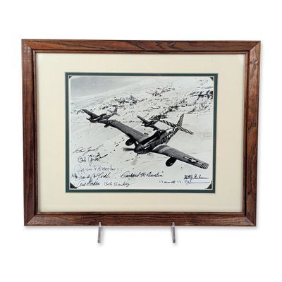 Sale Photo Thumbnail #116: World War II P-51 Mustang Fighter Aces Multi-Signed Silver Gelatin Print