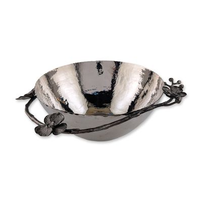 Sale Photo Thumbnail #573: Michael Aram White Orchid Hammered Stainless Steel Bowl