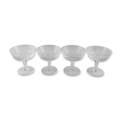 4pc Waterford Alana Pattern Crystal Champagne Coupe Glasses