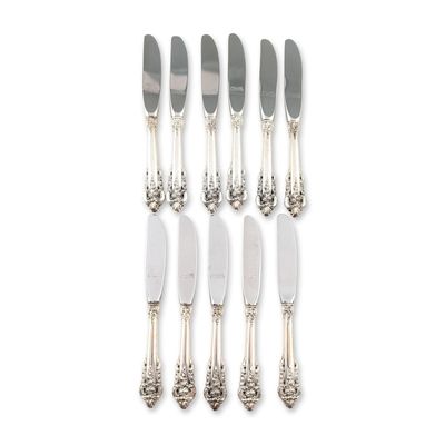 11pc Wallace Grande Baroque Sterling Silver Handle Butter Spreaders