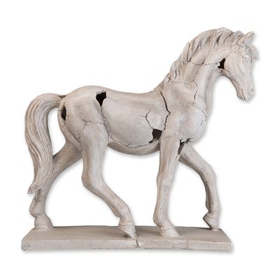 Sale Photo Thumbnail #351: Cracked Finish Horse Sculpture on Rectangular Plinth