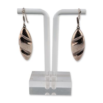 Sale Photo Thumbnail #629: Taxco Mexican Sterling Silver Oval Shaped Drop Earrings