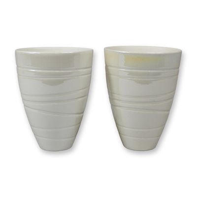 A Pair of Jasper Conran for Wedgwood White Glazed Spiral Beakers