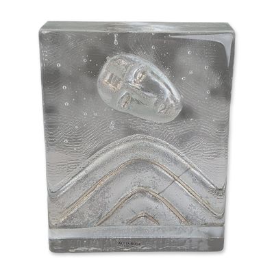 Sale Photo Thumbnail #602: Bertil Vallien Kosta Boda Clear Glass Mask Sculpture