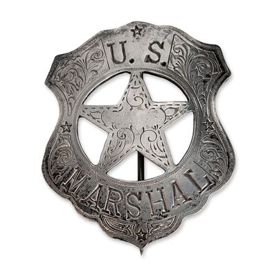 Sale Photo Thumbnail #490: US Marshal Coin Silver Ornate Star Badge