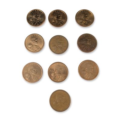 Sale Photo Thumbnail #506: 10pc 2000-P, 2001-P US Sacagawea One-Dollar Coins, Circulated