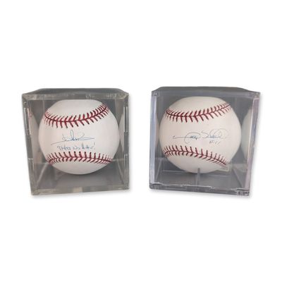 Sale Photo Thumbnail #459: 2pc Jim Abbott and Gary Sheffield Autographed MLB Baseballs w/ COAs