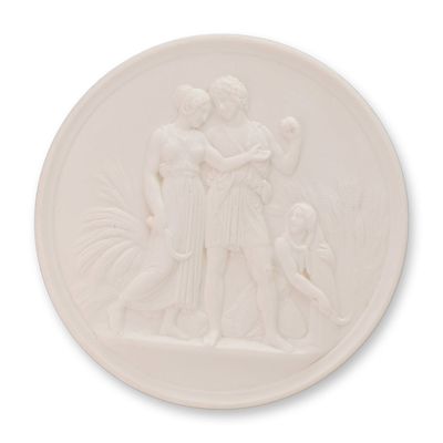 Sale Photo Thumbnail #587: B&G Bisque Porcelain Four Seasons Plaque, Summer