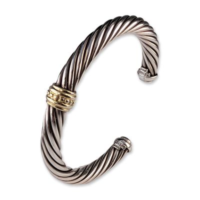 Sale Photo Thumbnail #161: David Yurman Sterling Silver and 14K Yellow Gold Cable Cuff Bracelet