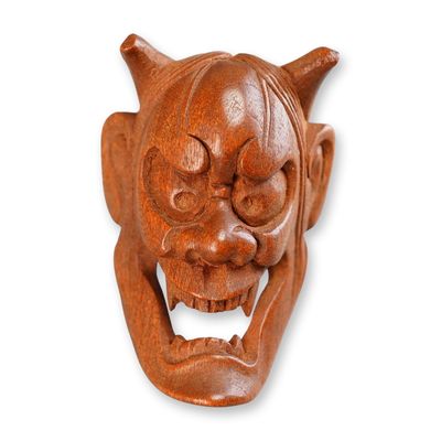 Sale Photo Thumbnail #368: Boxwood Netsuke Hannya Noh Mask Signed