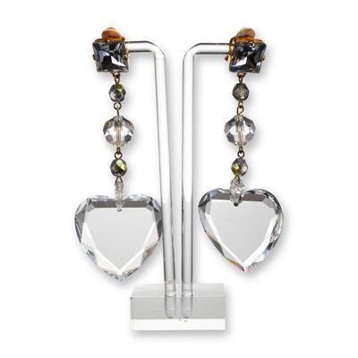 Sale Photo Thumbnail #173: Pair of Vintage Yves Saint Laurent Hearts and Beads Clip-On Earrings