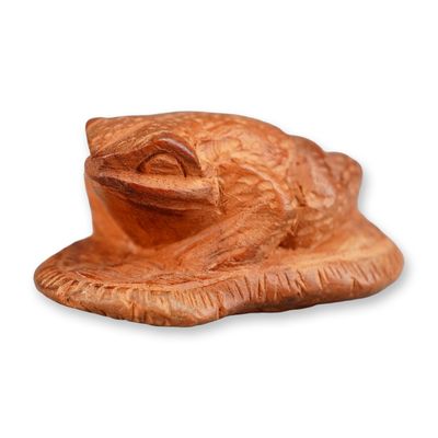 Sale Photo Thumbnail #373: Japanese Boxwood Netsuke Toad on Straw Mat