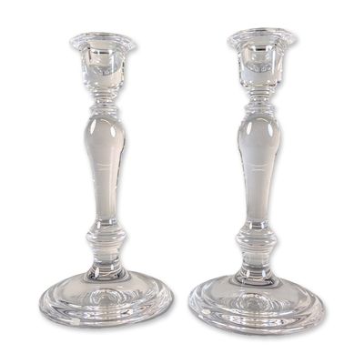 Pair of Tiffany and Co Crystal Candlestick Holders