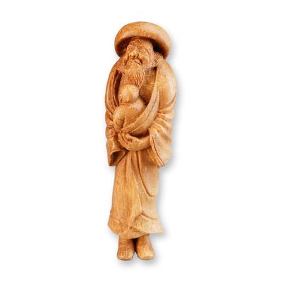 Sale Photo Thumbnail #369: Boxwood Netsuke Shoki Holding Baby