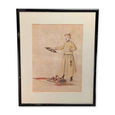Sale Photo Thumbnail #141: Chinese Export Watercolor on Paper, Itinerant Vendor