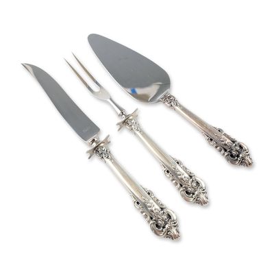 Sale Photo Thumbnail #322: 3pc Wallace Grande Baroque Sterling Silver Carving/Serving Set
